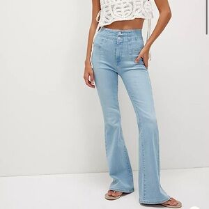 FREE PEOPLE We The Free Jayde Flare Jeans Women's Sz 28 Blue Light Wash Boho 70s